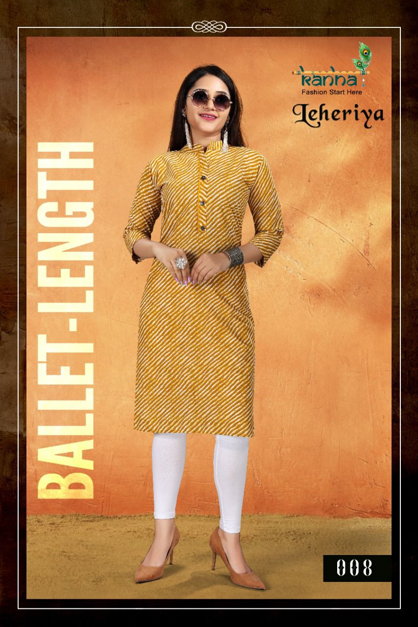 Kanha Leheriya Pure Cotton Printed Regular Wear Kurti Collection